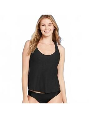 Kona Sol Back Tie Tankini Top Removable Pad Black XS